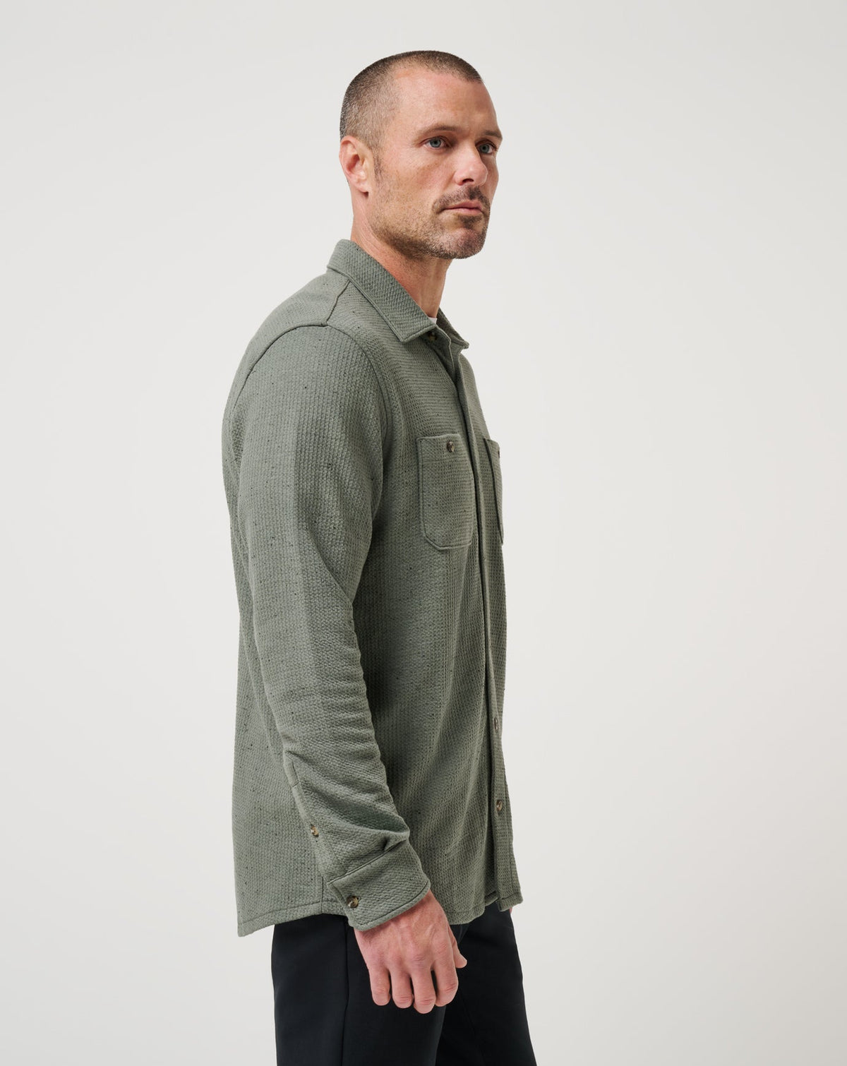 Cloud Waffle Shirt Jacket Dark Olive | Travis Mathew