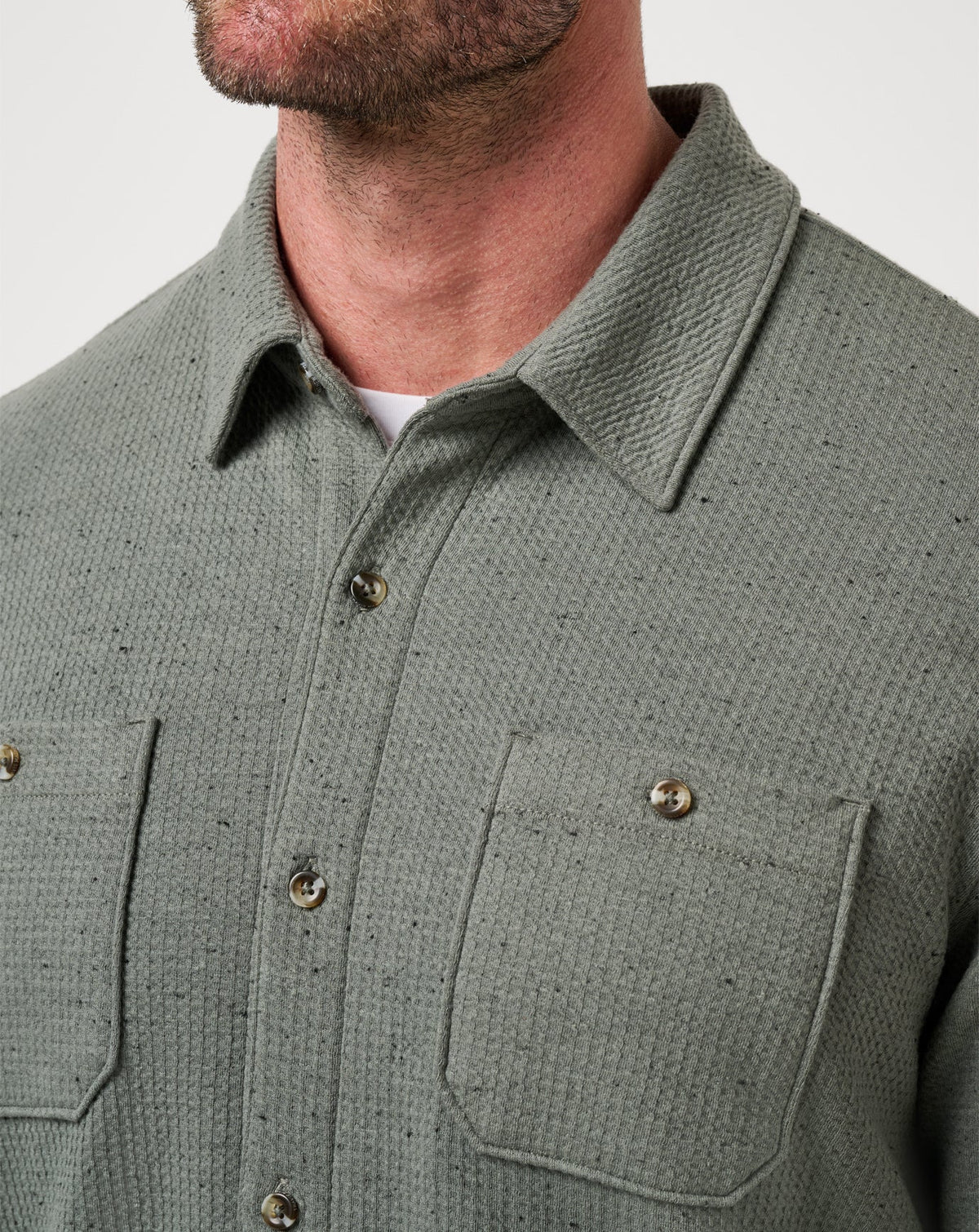 Cloud Waffle Shirt Jacket Dark Olive | Travis Mathew