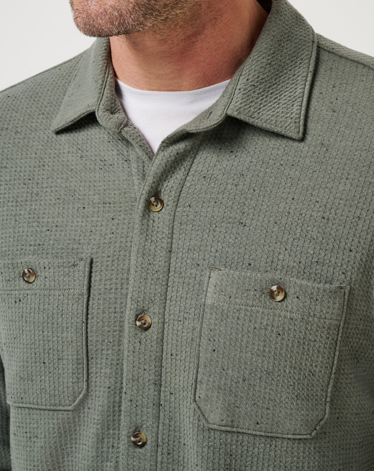 Cloud Waffle Shirt Jacket Dark Olive | Travis Mathew