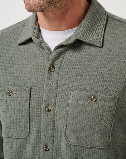 Cloud Waffle Shirt Jacket Dark Olive | Travis Mathew