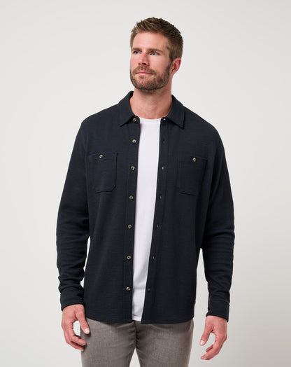 Cloud Waffle Shirt Jacket Black | Travis Mathew