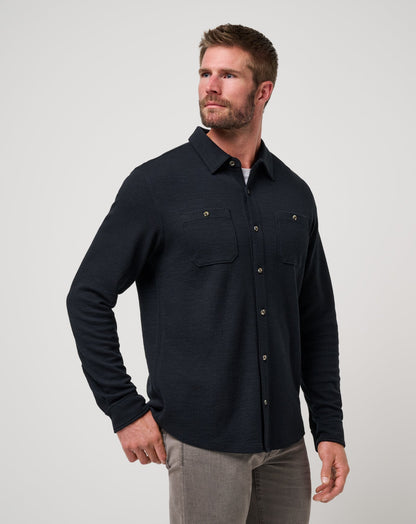 Cloud Waffle Shirt Jacket Black | Travis Mathew