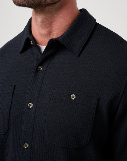 Cloud Waffle Shirt Jacket Black | Travis Mathew