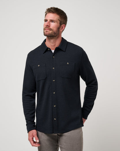 Cloud Waffle Shirt Jacket Black | Travis Mathew