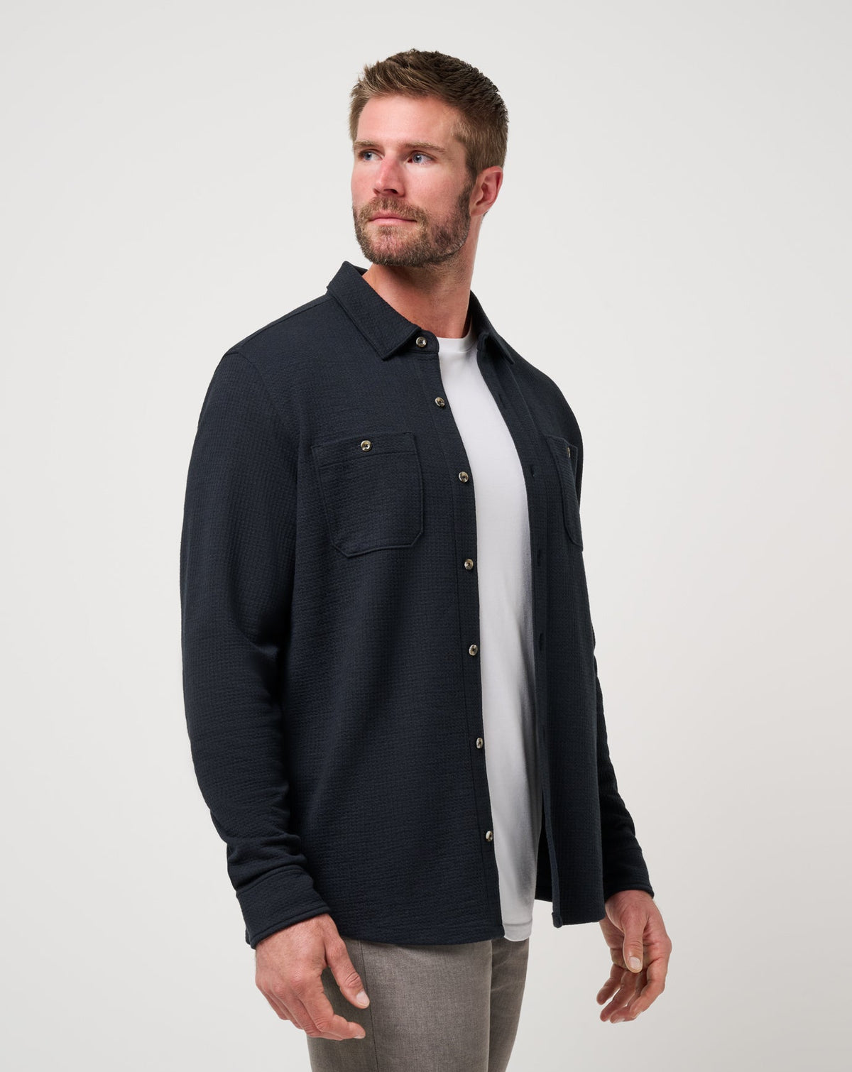 Cloud Waffle Shirt Jacket Black | Travis Mathew