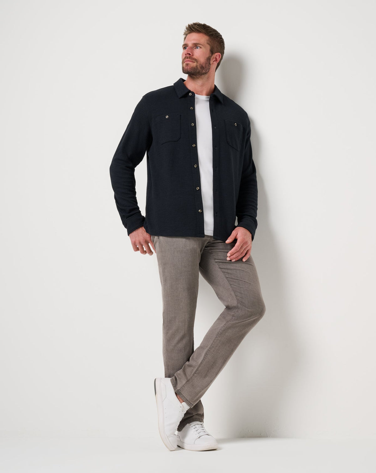 Cloud Waffle Shirt Jacket Black | Travis Mathew