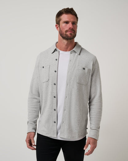 Cloud Waffle Shirt Jacket Heather Light Grey | Travis Mathew