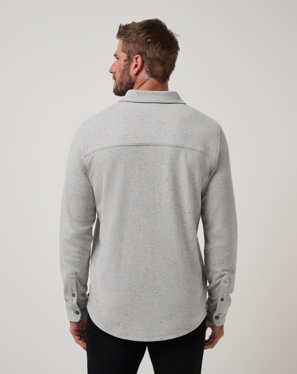 Cloud Waffle Shirt Jacket Heather Light Grey | Travis Mathew