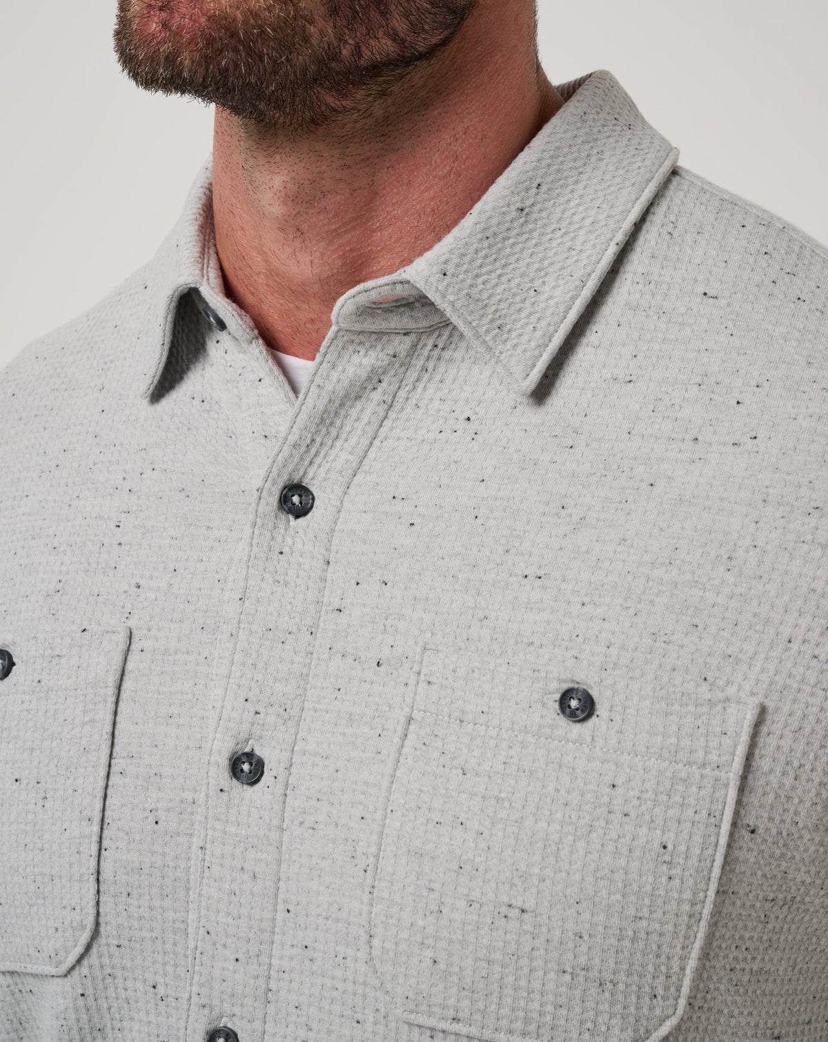Cloud Waffle Shirt Jacket Heather Light Grey | Travis Mathew