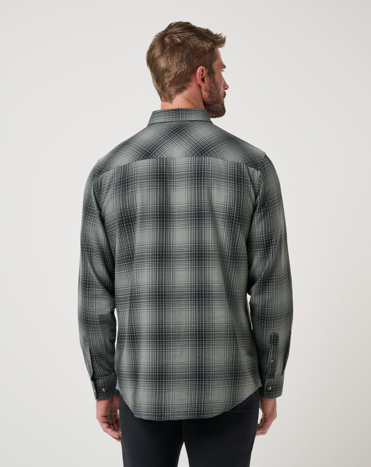 Cloud Flannel Plaid Button-Up Dark Olive | Travis Mathew