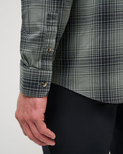 Cloud Flannel Plaid Button-Up Dark Olive | Travis Mathew