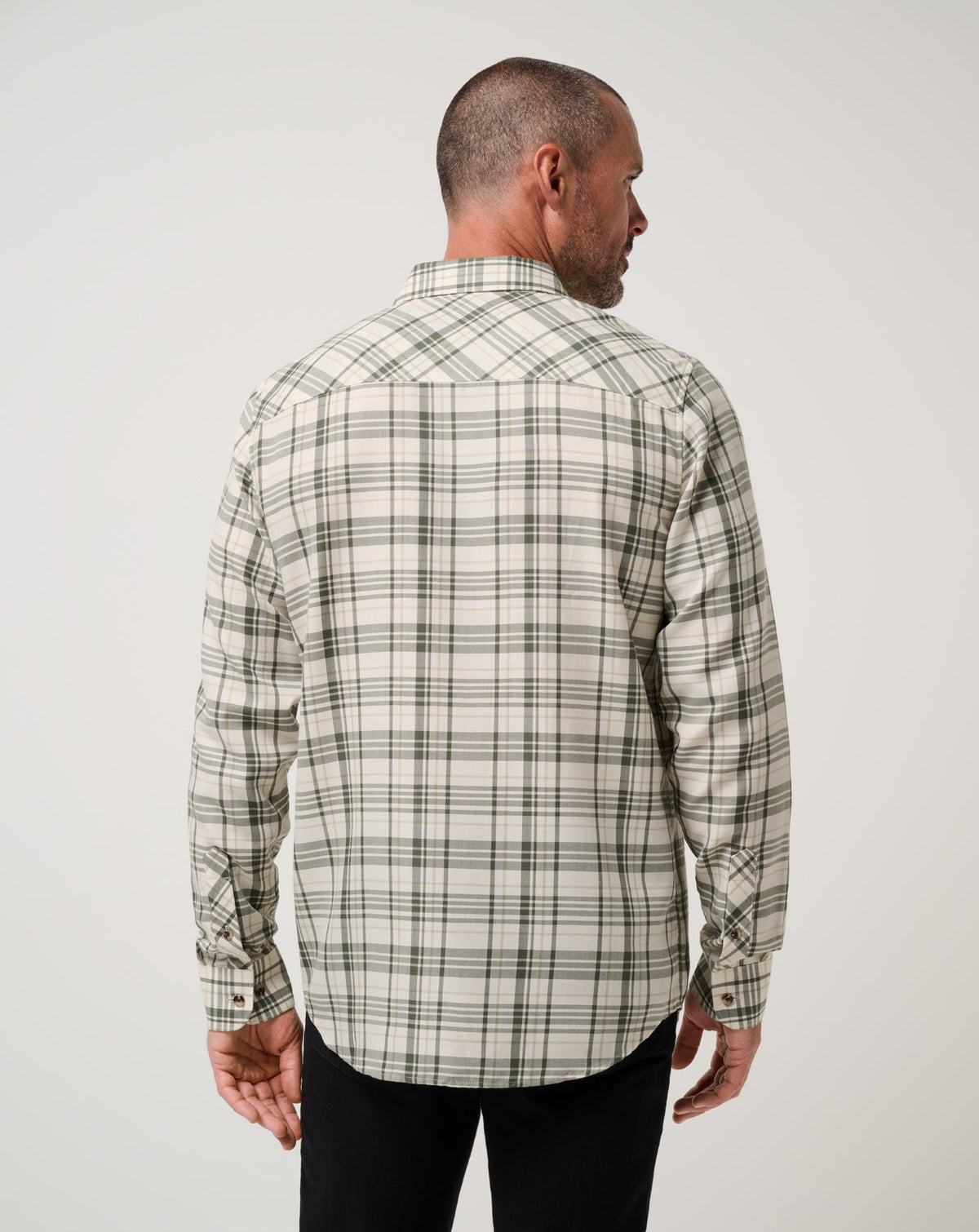 Cloud Flannel Plaid Button-Up Birch | Travis Mathew