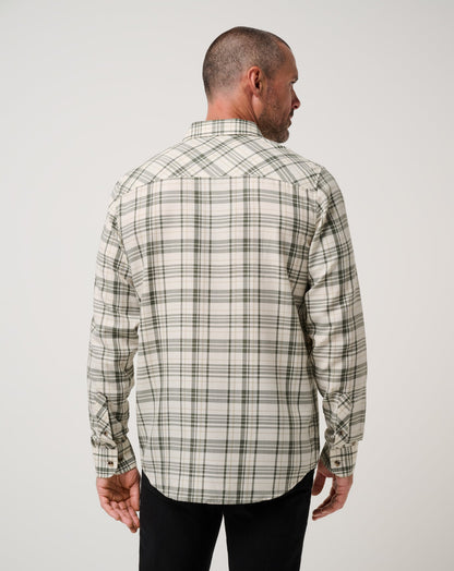 Cloud Flannel Plaid Button-Up Birch | Travis Mathew