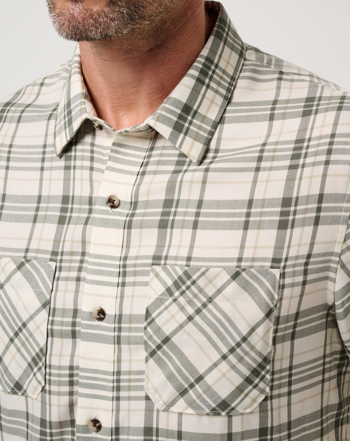 Cloud Flannel Plaid Button-Up Birch | Travis Mathew
