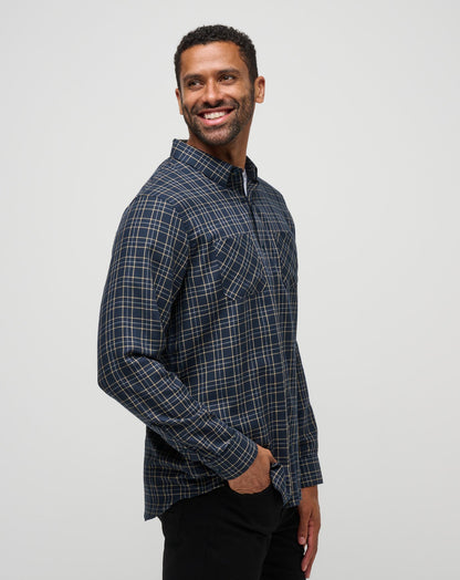 Cloud Flannel Plaid Button-Up Total Eclipse/Apricot | Travis Mathew