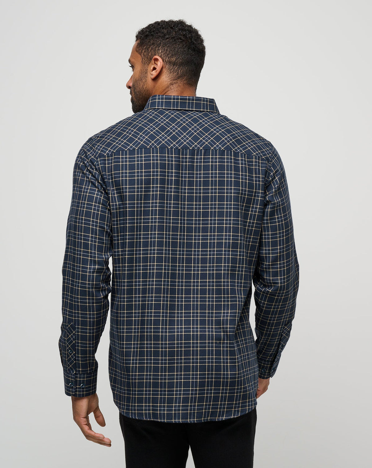 Cloud Flannel Plaid Button-Up Total Eclipse/Apricot | Travis Mathew