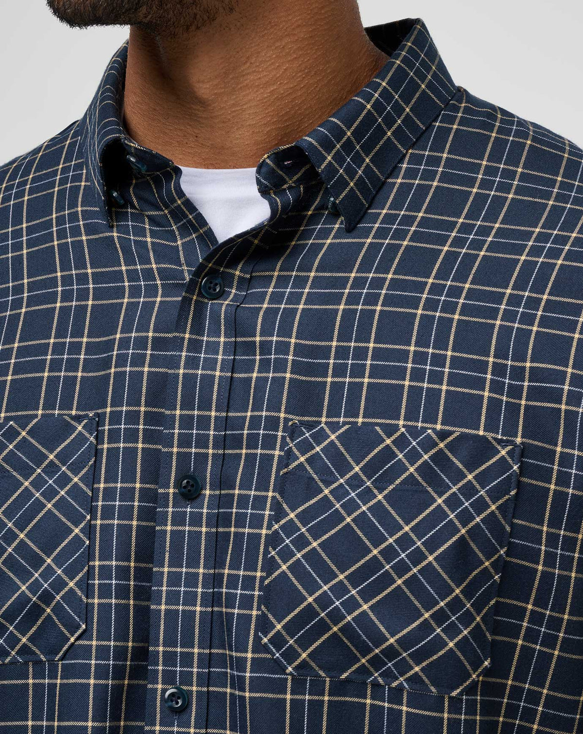 Cloud Flannel Plaid Button-Up Total Eclipse/Apricot | Travis Mathew