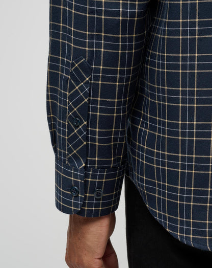 Cloud Flannel Plaid Button-Up Total Eclipse/Apricot | Travis Mathew