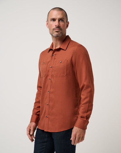 Cloud Flannel Button-Up Maple | Travis Mathew