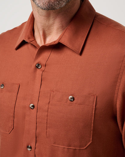 Cloud Flannel Button-Up Maple | Travis Mathew
