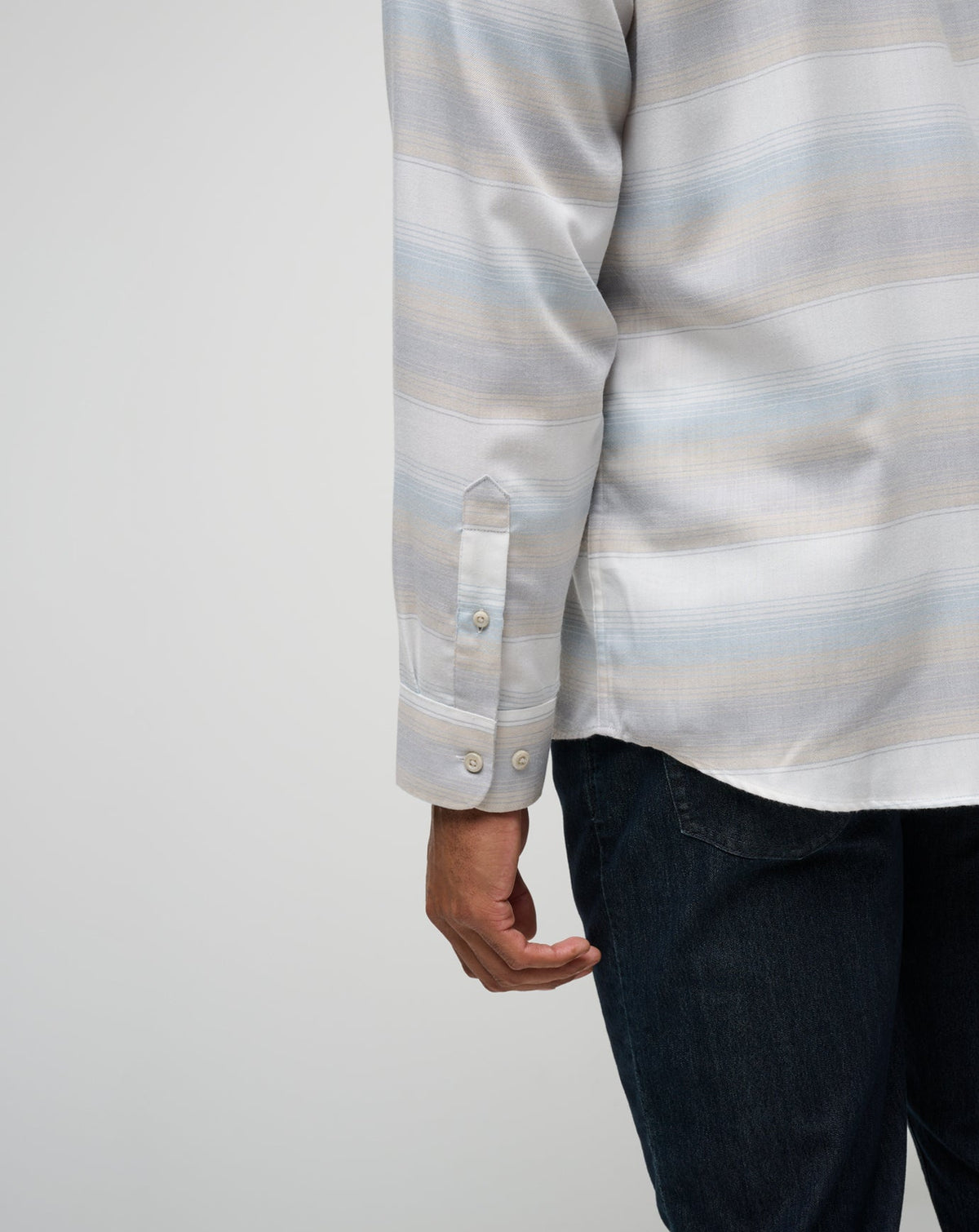 Cloud Flannel Stripe Button-Up Oxford Tan | Travis Mathew