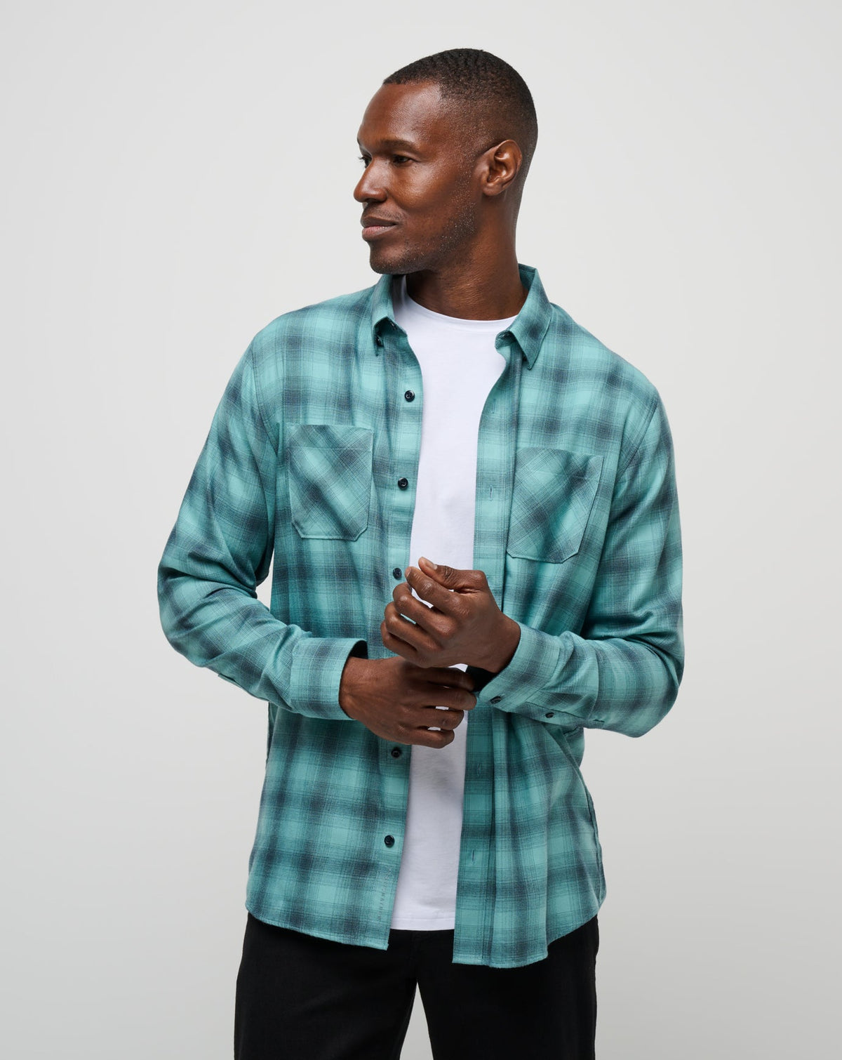 Cloud Flannel Plaid Button-Up Total Eclipse/Cameo | Travis Mathew