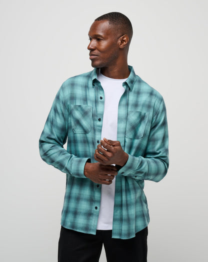 Cloud Flannel Plaid Button-Up Total Eclipse/Cameo | Travis Mathew