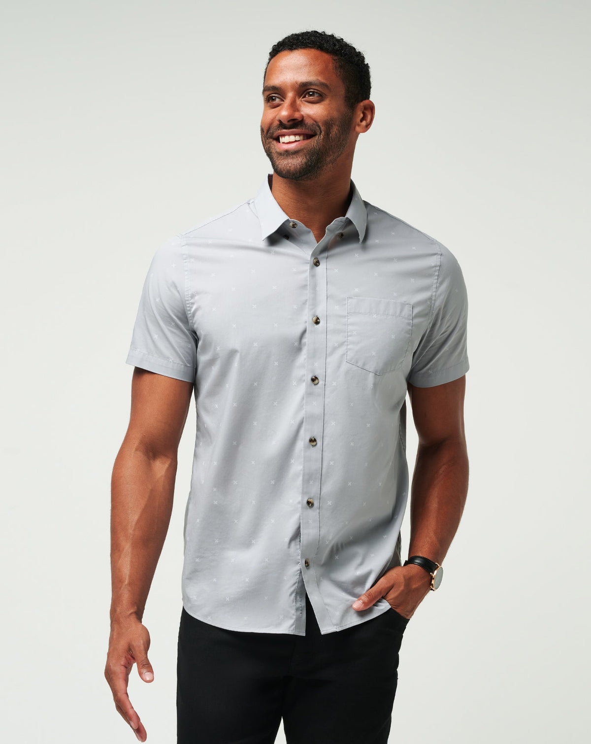 Across The Pond Button-Up Heather Sleet | Travis Mathew
