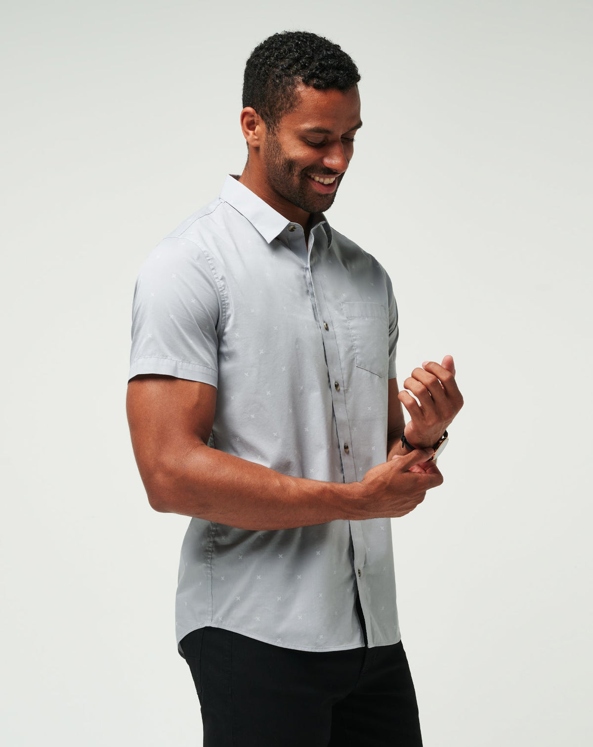 Across The Pond Button-Up Heather Sleet | Travis Mathew