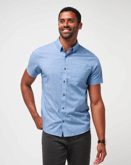 Wind It In Button-Up Heather Quiet Harbor | Travis Mathew