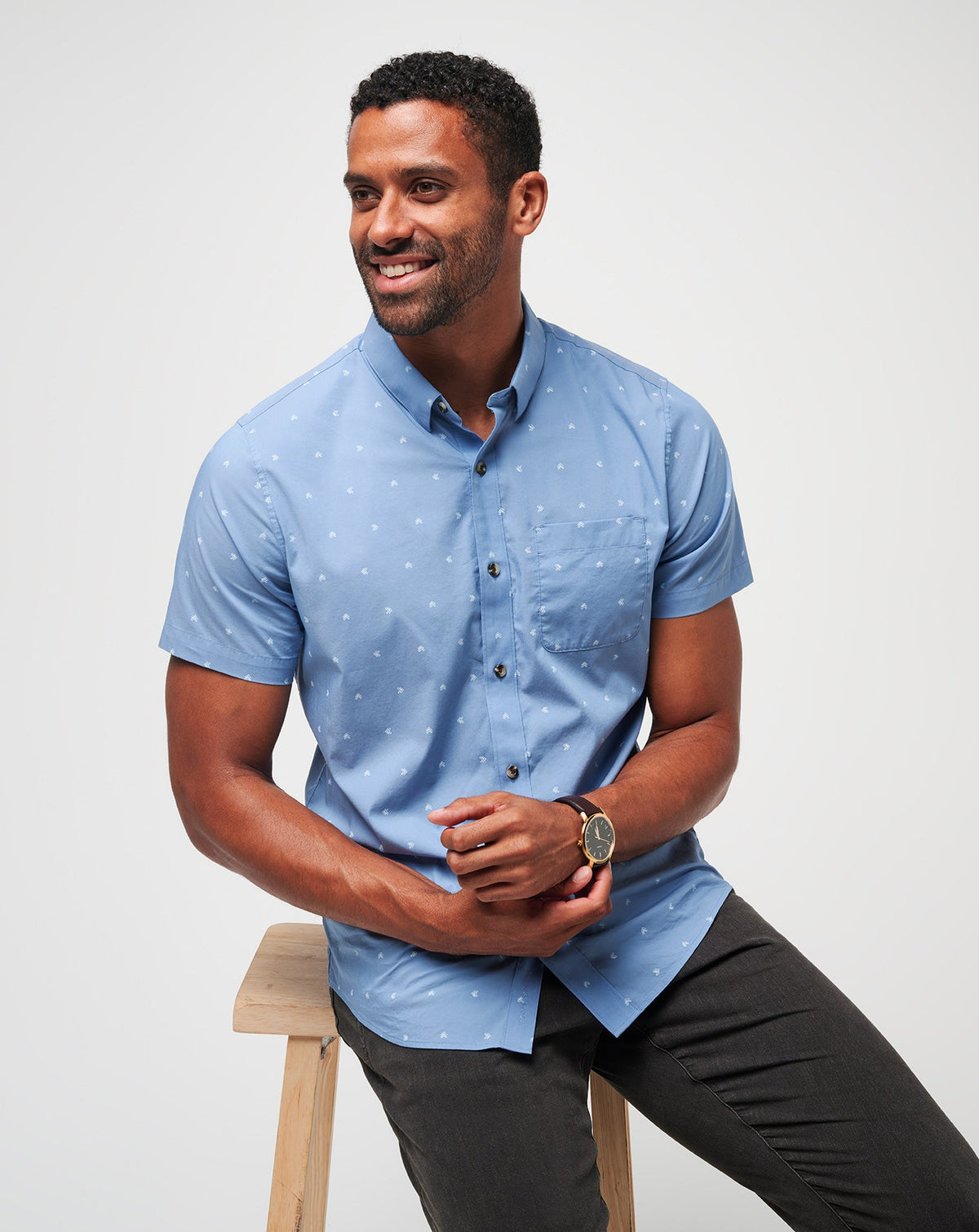 Wind It In Button-Up Heather Quiet Harbor | Travis Mathew