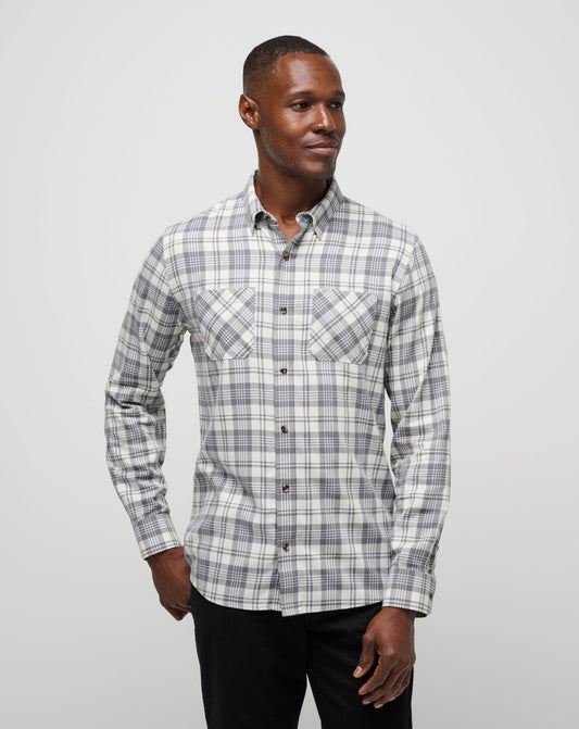 Cloud Flannel Plaid Button-Up Vanilla Ice/Quiet Shade | Travis Mathew