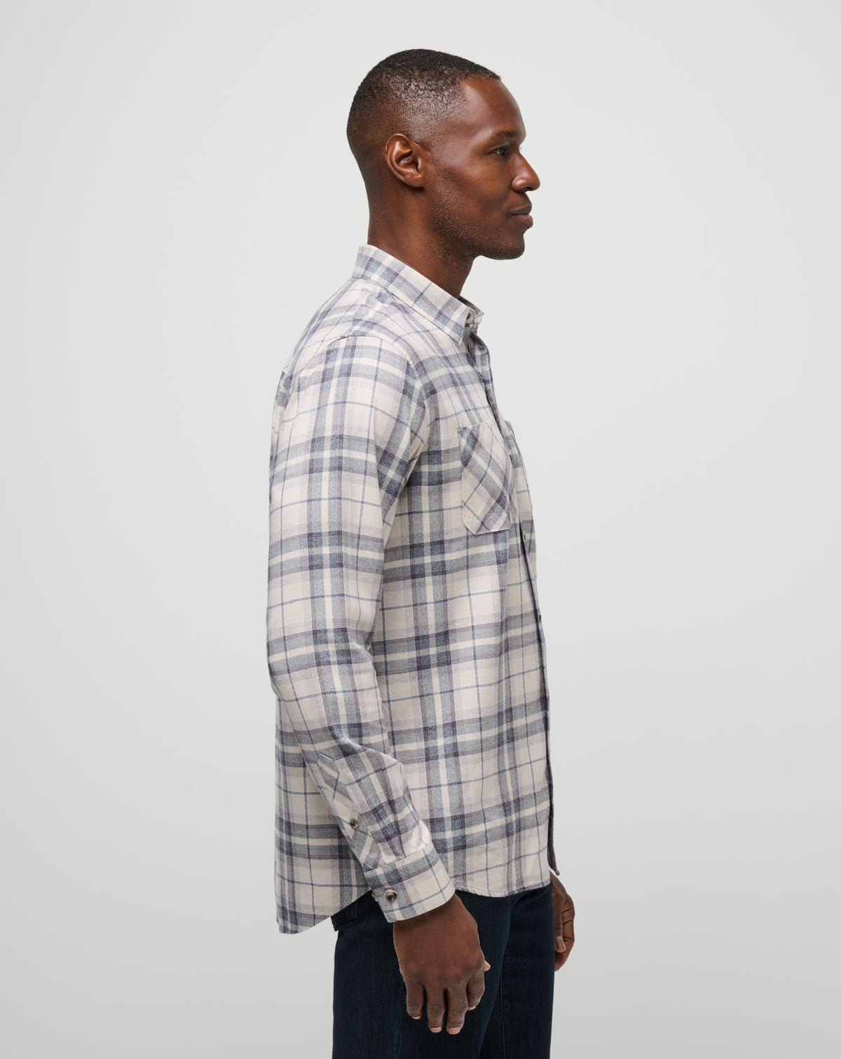 Cloud Flannel Plaid Button-Up Oxford Tan/Plum | Travis Mathew