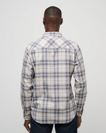 Cloud Flannel Plaid Button-Up Oxford Tan/Plum | Travis Mathew