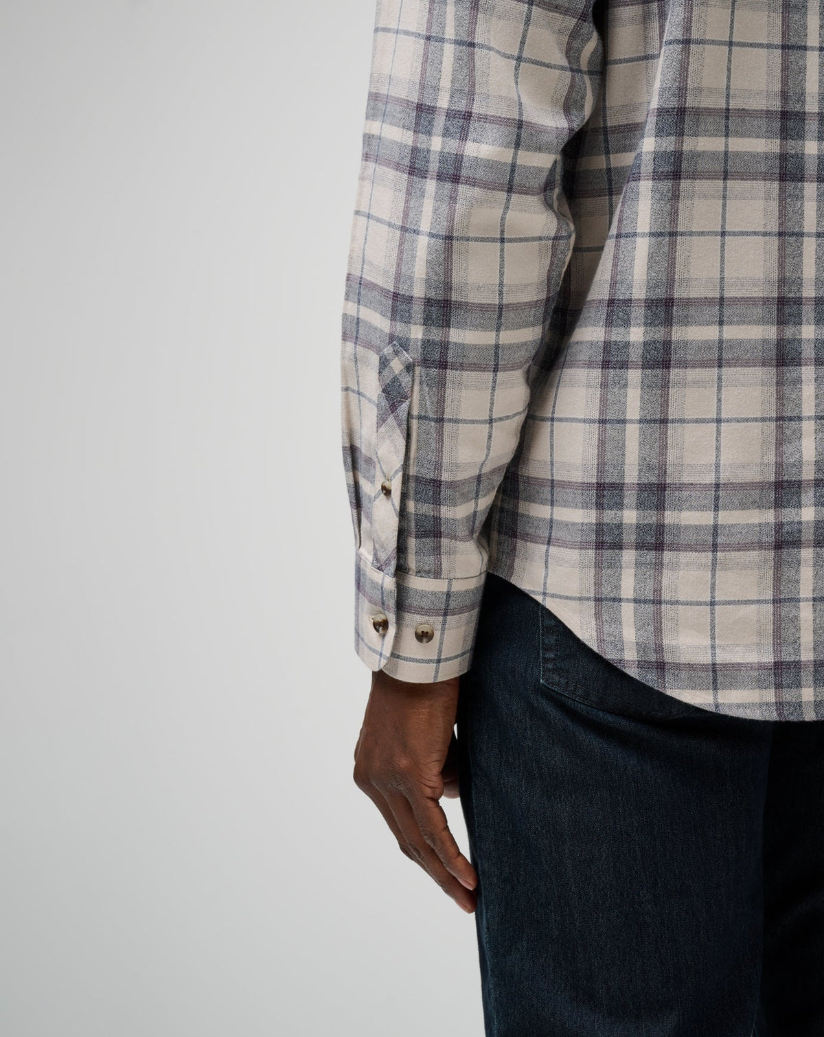 Cloud Flannel Plaid Button-Up Oxford Tan/Plum | Travis Mathew