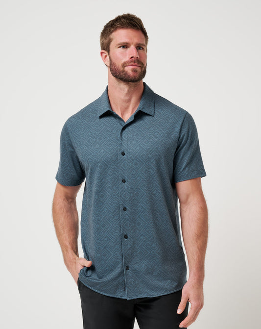 Knit Featherweight Night Button-Up Mood Indigo/Vintage Indigo | Travis Mathew