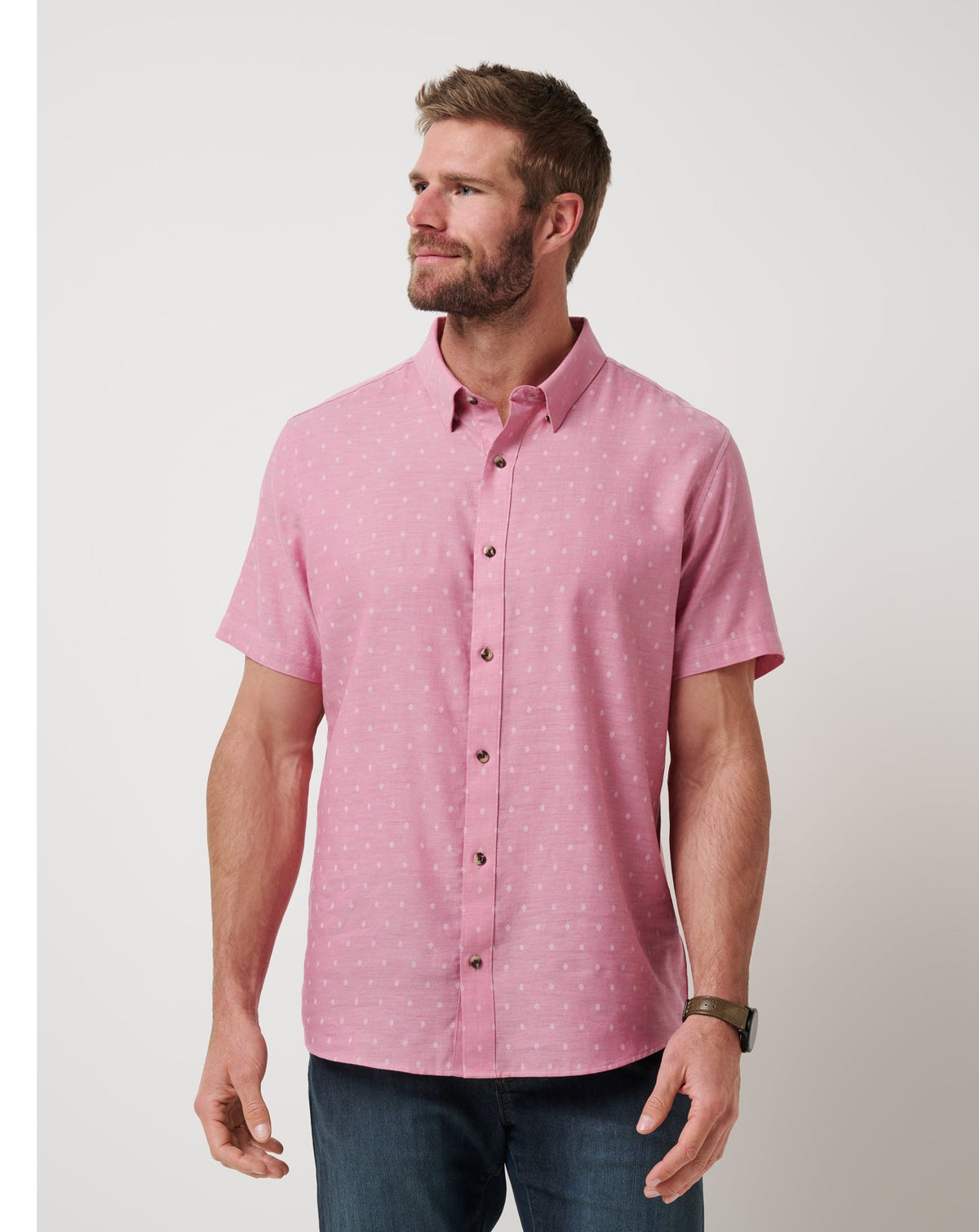 Early Check In Button-Up Heather Rose Wine | Travis Mathew