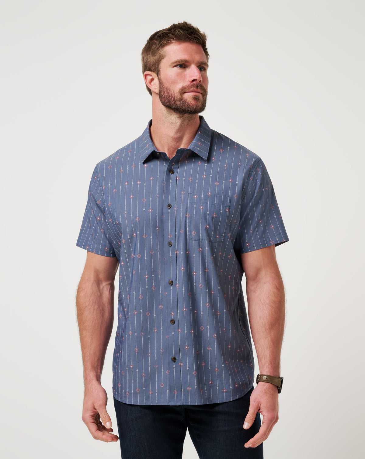 Deco Button-Up Heather Mood Indigo | Travis Mathew