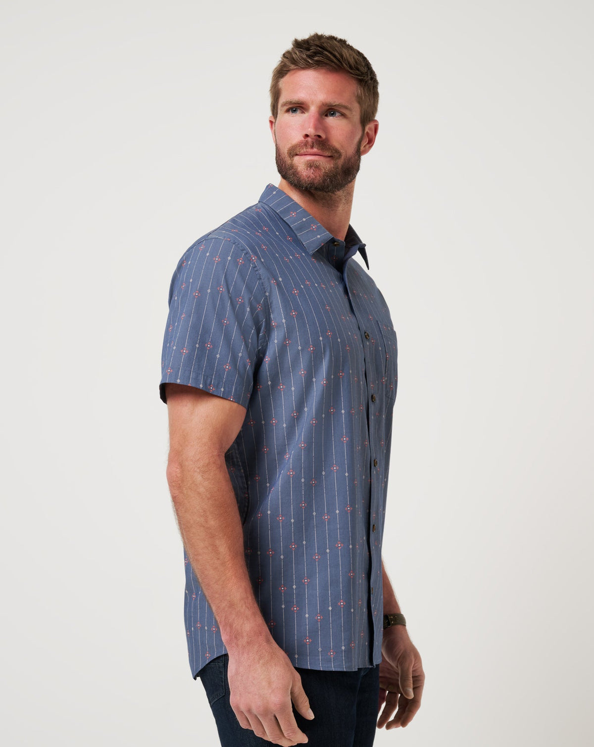 Deco Button-Up Heather Mood Indigo | Travis Mathew