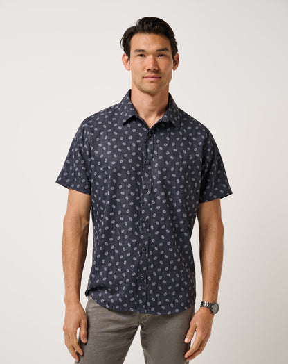 Techwoven Grey Wind Button-Up Heather Black | Travis Mathew