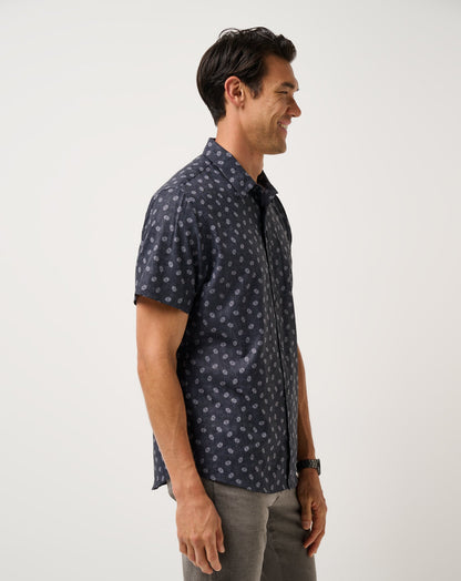 Techwoven Grey Wind Button-Up Heather Black | Travis Mathew