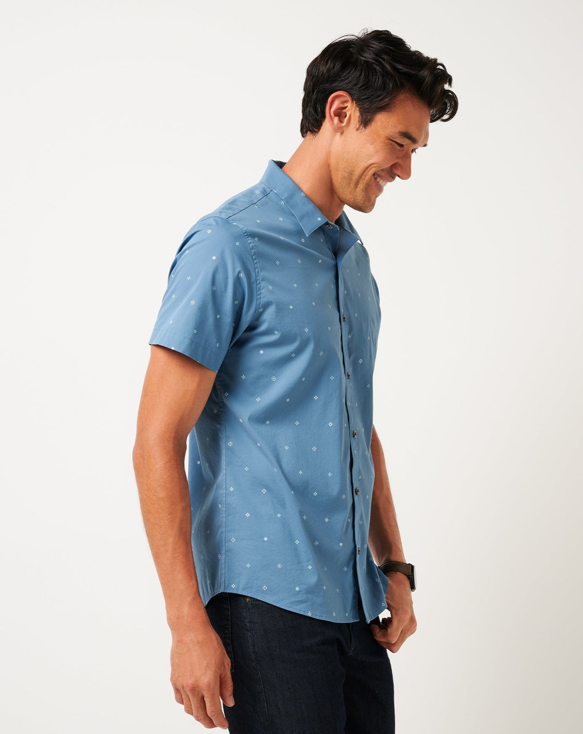 Per Aspera Button-Up Captains Blue | Travis Mathew