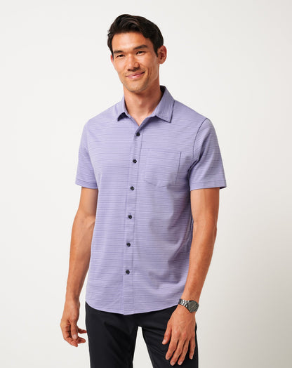 Knit Trip To The City Button-Up Heather Violet Storm | Travis Mathew