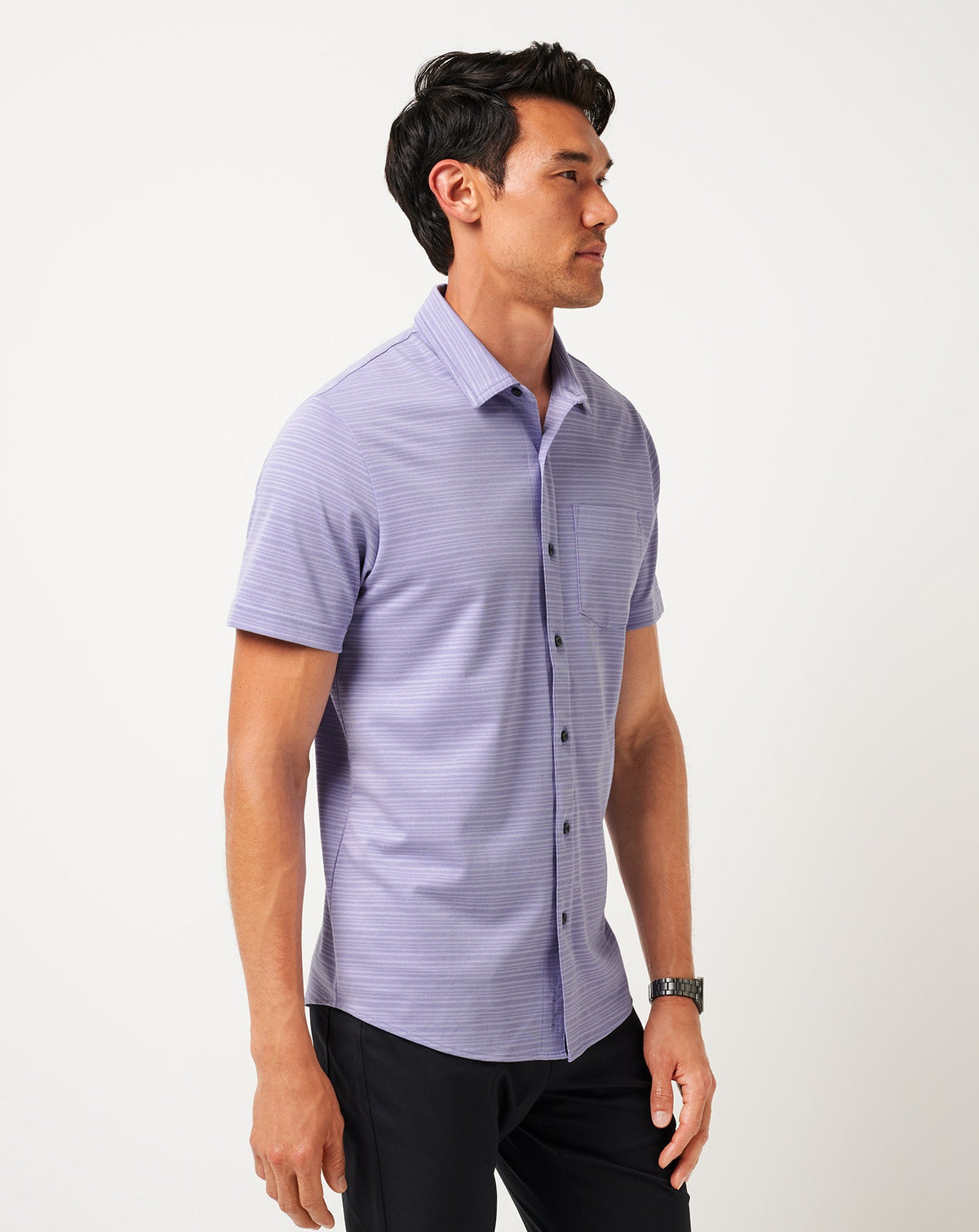 Knit Trip To The City Button-Up Heather Violet Storm | Travis Mathew