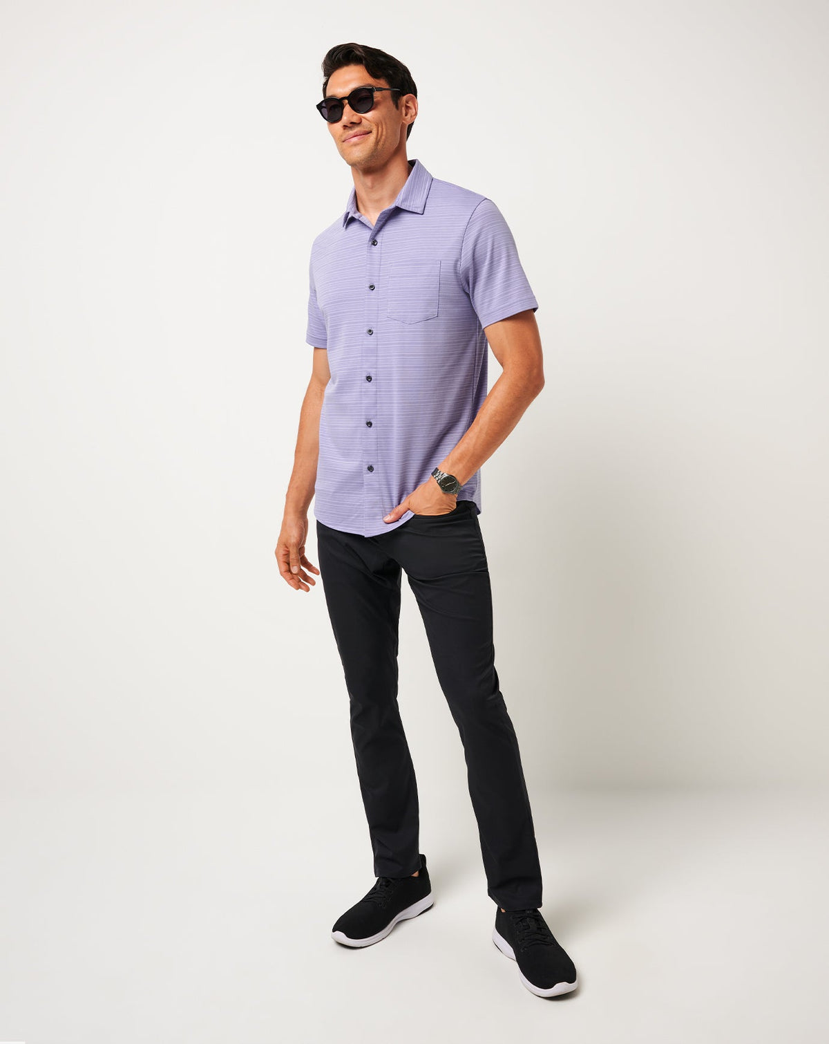 Knit Trip To The City Button-Up Heather Violet Storm | Travis Mathew