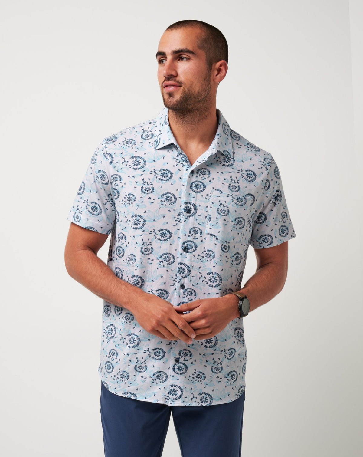 Knit Flourish Button-Up White | Travis Mathew