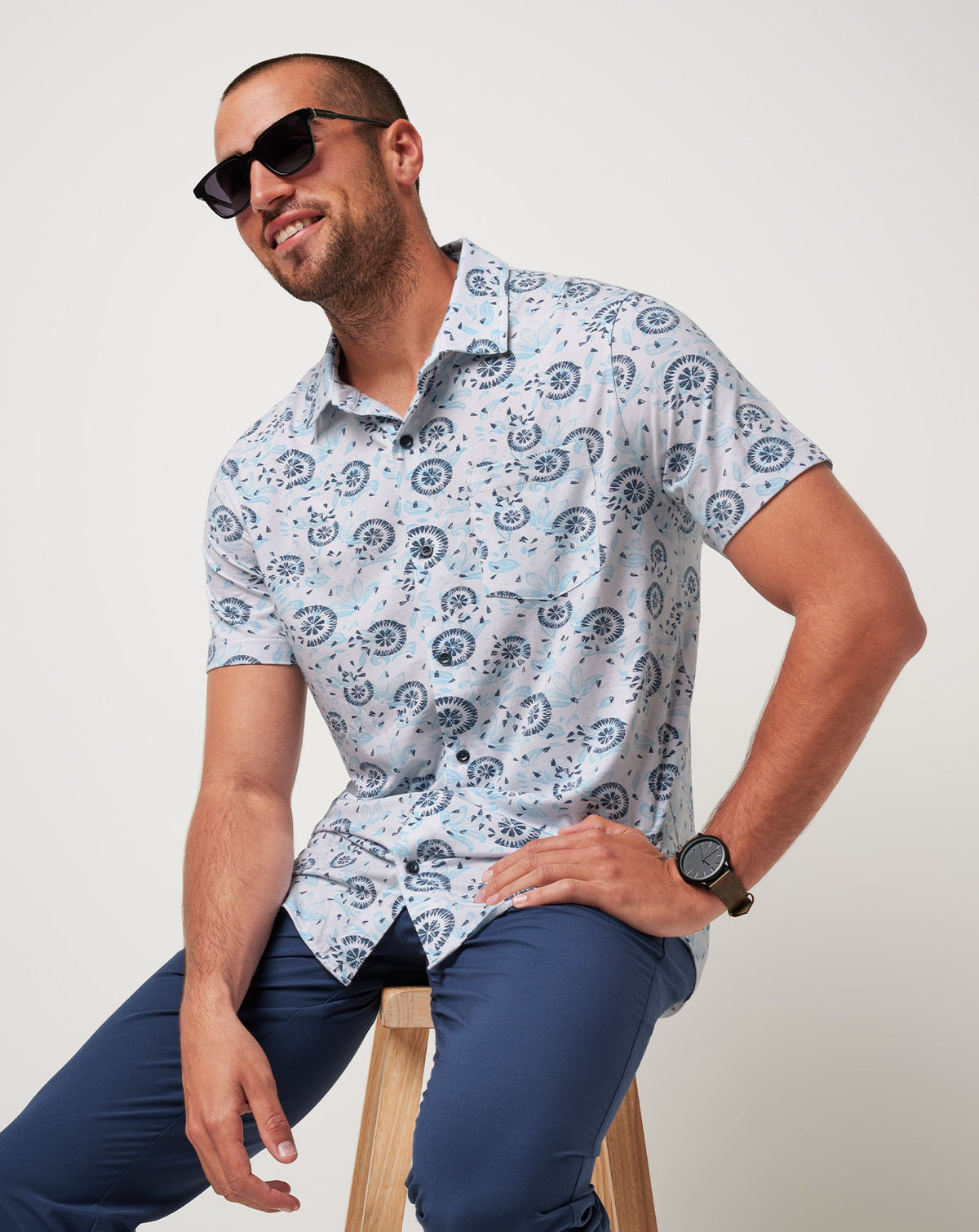 Knit Flourish Button-Up White | Travis Mathew
