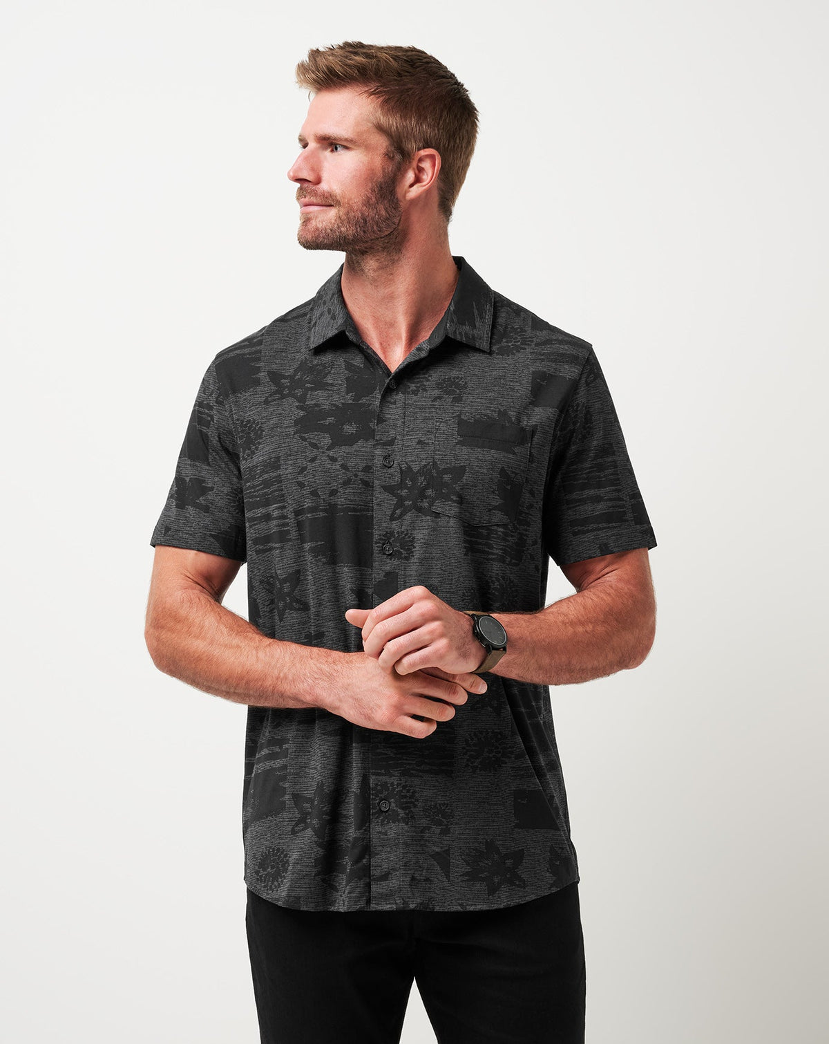 Knit Gravitation Button-Up Black | Travis Mathew