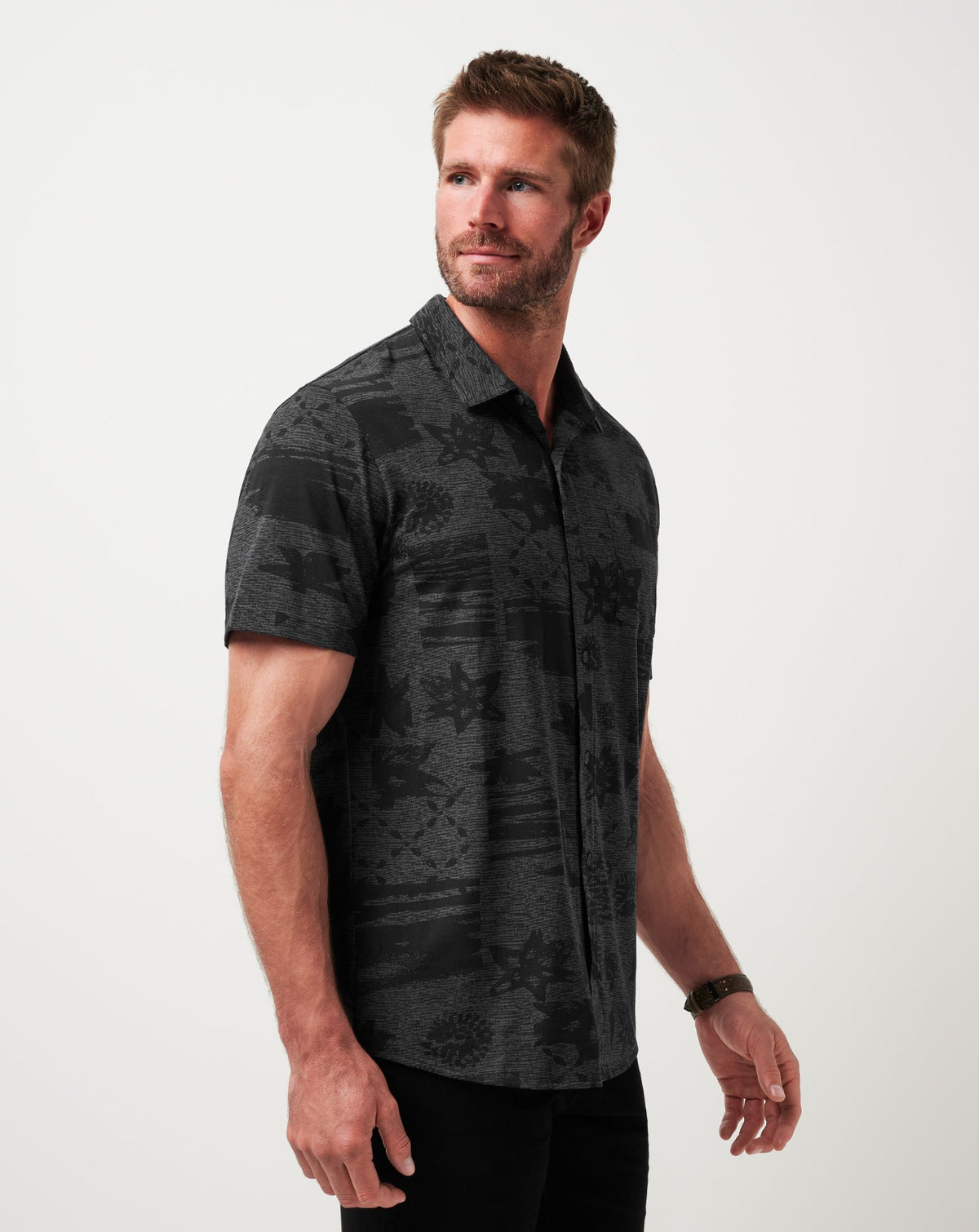 Knit Gravitation Button-Up Black | Travis Mathew