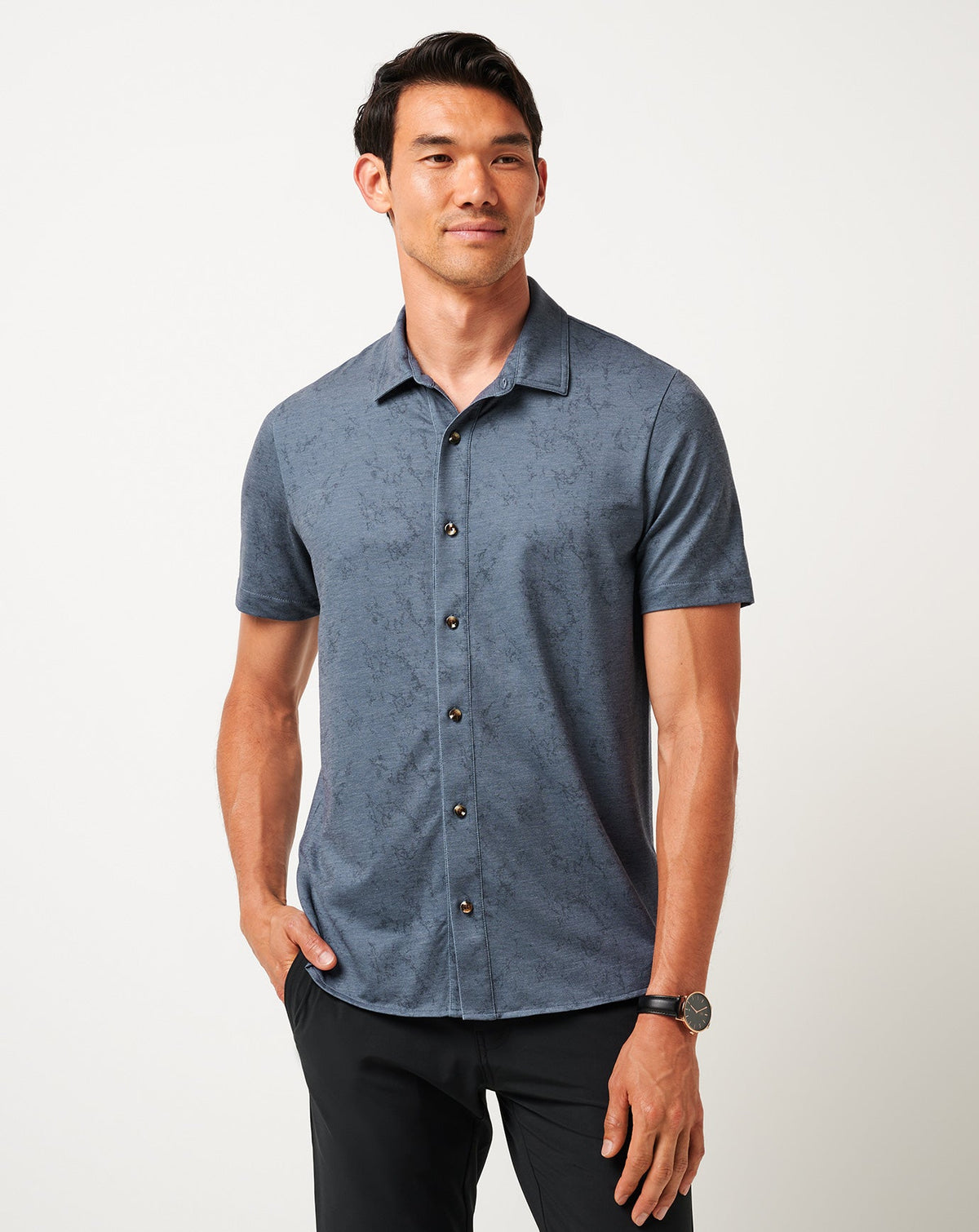 Knit Featherweight Tides Button-Up Mood Indigo/Vintage Indigo | Travis Mathew
